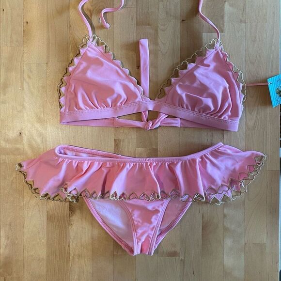 Luli Fama Bendita Luz Hearts Triangle Top and Full Bottom - Picture 1 of 12